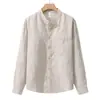 Estilo Old Money Camisa Casual Solta Masculina Tencel Linho Top Gola Padre Camisa Masculina Manga Longa Novo Estilo Linho