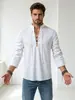 Nueva camisa casual de playa de algodón y lino para hombre de los años 70 de manga larga estilo hippie de Amazon, talla europea, bestseller transfronterizo