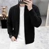 Suéter de punto trenzado de bloques de color de moda con cuello alto y cremallera, un nuevo cárdigan de punto de corte holgado para parejas, perfecto para otoño e invierno