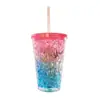 Taza de Hielo de Verano Creativa de Doble Capa con Pajita para Hielo Picado Taza de Agua Deportiva Portátil Taza de Regalo Venta Directa de Fábrica