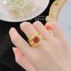 Anillo Retro Francés con Gema de Color Incrustada Estilo Europeo y Americano Lujo Ligero Anillo Tesoro de Color para Mujer Diseño de Moda de Alta Gama