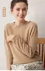 Suéter para Mujer 100% Cachemira Pura Otoño/Invierno Nuevo Cuello Redondo Borde Enrollado Manga Larga Jersey Suéter Base de Punto de Moda