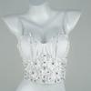 Top de Tunica Blanca con Flor de Diamante de Lentejuelas, Correa Blanca, Para Usar por Debajo, Corsé Ajustado