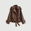 Primavera 2026 Nuevo Producto Moda Callejera Femenina Europea y Americana Estilo Gabardina de Cuero Sintético con Cinturón W09 12027