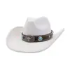 Sombrero de Vaquero Unisex Transfronterizo Minoría Étnica Corazón de Tíbet Borde Enrollado 19.5cm Sombrero de Fieltro con Diseño de Cabeza de Vaca Cuadrada