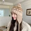 Gorro de Punto con un Solo Pompón Estilo Navidad Fair Isle para Mujer, Versátil para Exteriores, Viajes, Resistente al Frío, Gorro de Cazador