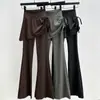 Pantalones Deportivos Grises para Mujer 2026 Nuevo Primavera Cintura Alta Sueltos Adelgazantes Acampanados para Figuras Pequeñas Pantalones de Yoga Falsos de Dos Piezas