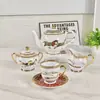 Oge Ventas Directas Transfronterizas Patrón de Caballo Floral Juego de Café de Porcelana de Hueso Set de 15 Piezas Estilo Retro Europeo Regalo de Inauguración de Casa Boda