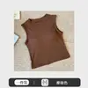 Comercio Transfronterizo Más Vendido Chaleco Térmico Sin Mangas de Cuello Medio Cepillado con Almohadillas en el Pecho, Top Base Ajustado Sin Costuras para Otoño e Invierno