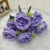 Ramo de 7 cabezas de rosa Austin Flores de seda de fábrica de alta gama directas Flores artificiales para exhibición en ventana del hogar
