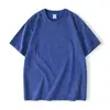 Camiseta de Manga Corta Lavada Vintage Teñida con Cera Estilo Americano Transfronteriza 230g, Unisex, Algodón Puro, Corte Holgado, Color Sólido