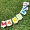 Especial transfronterizo para banderín de cumpleaños de fieltro letra arcoíris fiesta banderín inglés cola de pez flor banderín accesorios para fotos