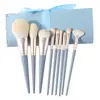 Set de 10 Brochas de Maquillaje Puente Azul Flor, Brocha para Labios, Brocha para Sombras de Ojos, Brocha para Base de Maquillaje, Brocha para Polvos Sueltos, Cosméticos para Estudiantes, Set Completo Económico, Cerdas Suaves
