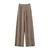 Pantalones Casuales de Cachemira para Mujer Otoño e Invierno Nuevo Estilo Retro Old Money Tejido de Punto Trenzado Color Sólido Sueltos Simples Versátiles Pierna Ancha