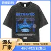 Harajuku Streetwear Camiseta Negra Lavada para Hombre Gráfico Anime P