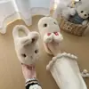 Pañuelo para la cabeza con cabeza de conejito, Zapatillas de algodón 2026 Invierno Nuevo Hogar Interior/Exterior Antideslizantes Cálidas Lindas Zapatillas de Felpa