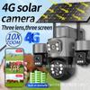 Monitor Inalámbrico para el Hogar 4G con Energía Solar, Cámara con Tres Lentes 360 Grados, Tres Pantallas, Tres Pan-Tilt, Zoom Óptico 10X