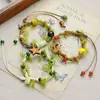 Jingdezhen Navidad Cerámica Cuerda Trenzada Pulsera Animales de Dibujos Animados Cuerda de Mano Joyería al por Mayor para Atracciones Turísticas Nicho Lujo Ligero