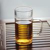 Venta al por mayor Separación de té Crescent Vaso de equidad de vidrio personalizado Popular en TikTok taza de té de tienda departamental taza de té verde con asa