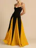 Moda Elegante Transfronteriza Sexy Tendencia de Club Nocturno Costura en el Hombro Falda Grande Vestido de Tirantes Vestido de Noche para Mujer