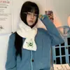 Lindo Elefantinho Azul Cachecol Cruzado para Mulheres, Novo Estilo Versátil para Outono e Inverno, Cachecol Pequeno de Tricô Quente e à Prova de Frio
