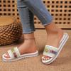Zapatos de Verano 2026 Transfronterizos de Suela Gruesa Talla Grande Estilo Étnico Sandalias Planas Casuales con Suela de Cuerda de Cáñamo Abiertos sin Cierre