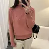 Suéter de punto para mujer con cuello semialto fruncido, cuentas florales, estilo nuevo otoño e invierno 2026, diseño holgado