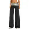 Pantalones de Yoga Plegables Transfronterizos a Rayas de Cintura Microcampana para Mujer Pantalones de Boca de Campana Ropa Deportiva Casual para Exteriores Pantalones Largos Deportivos