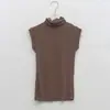 Corea del Sur Dongdaemun Nuevo Chaleco Sin Mangas Elástico Delgado Adelgazante Cuello Alto Sexy Camisa Top para Mujer Verano