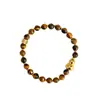 Pulseira Simples Retro Versátil de Cobre Oco Semente de Cabacinha Pedra Olho de Tigre para Mulheres, Pulseira de Contas de Luxo Leve Nicho Joias de Alto Padrão