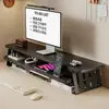 Soporte para monitor de computadora, organizador de escritorio, elevador de monitor de oficina de madera maciza, almacenamiento para estación de trabajo