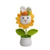 Acabado de tricô de lã girassol coelho vaso de planta presente dia do professor dia das mães presente flor de lã