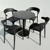 Combinación de Mesa y Sillas para Exteriores Tienda de Té con Leche Negra Mesa para Exteriores Patio de Ocio al Aire Libre Balcón de Plástico para Exteriores Impermeable y Protección Solar