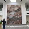 Fondo de pared de relieve de cobre fundido de cobre forjado de fibra de vidrio Mural decorativo de cobre rojo Acero inoxidable Escultura de cobre de imitación de talla en suelo