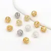 Cuentas de calabaza de oro real de 18 quilates que conservan el color, microincrustadas con circonita, bola hueca, cuentas de sandía, accesorios de espaciador de bola de diamante para joyería DIY C45