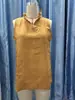 2026 Elegante Camisa de Algodón y Lino con Cuello Alto Fruncido Top de Verano sin Mangas