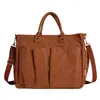 Bolsa de mano grande de cinco dólares para mujer, bolsa cruzada simple de pana, color sólido, bolsa de mano con múltiples bolsillos