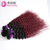 Peluca Africana para Mujer, Extensiones de Cabello Pequeño Rizado Borgoña, Paquetes de Tejido de Cabello Humano Rizado Kinky