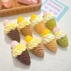 Brinquedo de Casquinha de Sorvete de Pêssego Simulado 3D Acessório de Resina Decoração Criativa Chaveiro DIY Pingente de Bolsa