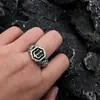 Anel Triturador do Deus do Mar Série Oceano Estilo Europeu e Americano Retrô para Homens, Anel de Batalha Personalizado de Netuno com Abertura Ajustável
