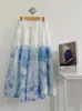 Falda azul artística original de Yunnan de planta pura Radix Isatidis teñida a mano con nudos