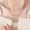 Colar com pingente de gota de óleo colorido contrastante estilo francês, pulseira para clavícula, joias de aço titânio para meninas, conjunto de joias