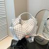 Bolsa Tote Portátil Xadrez Fashion de Textura de Alta Qualidade 2025 Nova Bolsa de Ombro de Grande Capacidade Bolsa de Braço Retrô