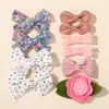 Set de Accesorios para el Cabello de Niños de Amazon Transfronterizo Pinza para el Cabello Estampada para Bebé Tarjeta Pinza para el Cabello de Tela con Flor Set Navideño 2302