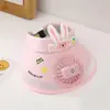 Sombrero de abanico de ala ancha para niños con protección solar y ajuste de viento recargable de tres velocidades, sombrero transpirable de copa abierta para niños y niñas en verano