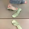 Primer Encuentro con los Sandalos Cuadrados Abiertos de Tacón Alto con Tira Fina para Mujer, Estilo Francés Chic de Nicho, para Uso al Aire Libre en Verano