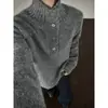 Suéter de cuello alto abotonado de peso pesado 820g para hombre, nuevo estilo otoño e invierno, estilo old money, talla grande, casual y elegante, tejido de punto de manga larga holgado