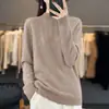 Suéter de punto estilo francés con cuello alto medio y adornos de pedrería, para mujer, otoño e invierno, suave y cálido, de manga larga, capa base, elegante jersey para llevar debajo