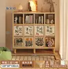 Estantería de rejilla de madera maciza, estante de almacenamiento para sala de estar, estantería de pie estilo vintage, vitrina de pared multicapa de combinación libre