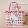 Bolsa Tejida Gatito Colorido Dopamina Cesta de Verduras Tejida a Mano Bolsa Cesta de Regalo Navideño Bolso de Mano para Niñas